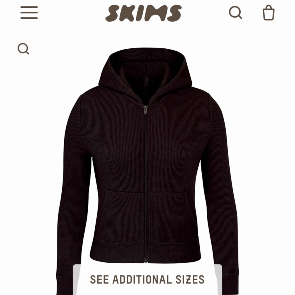 SKIMS Waffle Hoodie, black onyx XS NWT